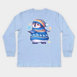 Cute penguin in a sweater Kids Long Sleeve T-Shirt